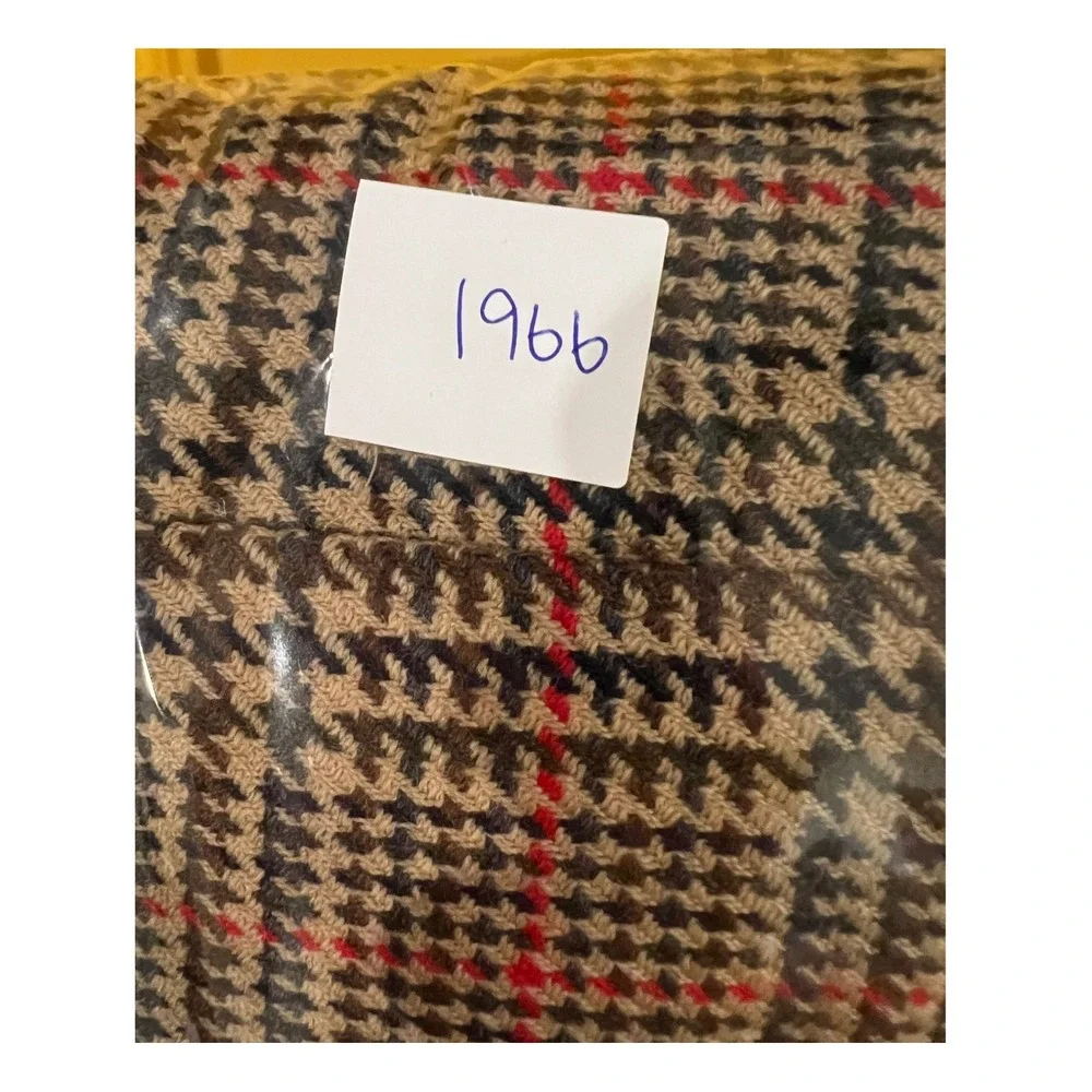 David Brooks Wrap Skirt Wm 10 Tan Plaid Pure Wool Fringe Midi Made USA Cottage